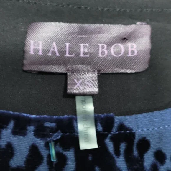 NWT Hale Bob Beaded Elisa Velvet Dress Burnout Long Sleeve Shift Blue Women's XS - Picture 9 of 14